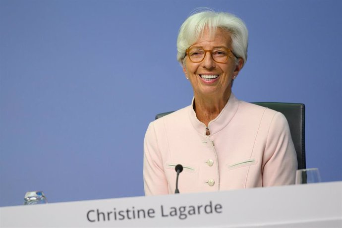 HANDOUT - 16 July 2020, Frankfurt: President of the European Central Bank (ECB) Christine Lagarde speaks during a press conference. The ECB decided again this week to leave its key interest rates unchanged at historic lows, holding its benchmark refinan