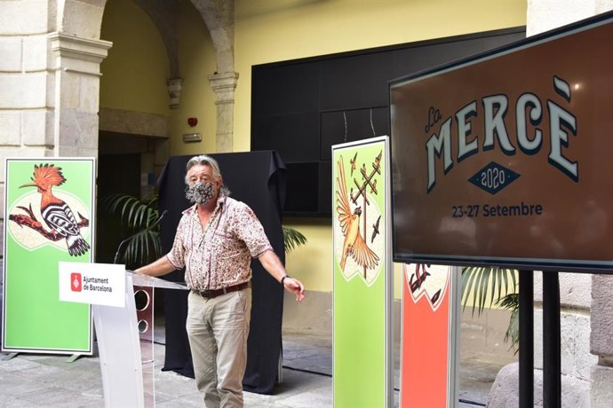 El payaso profesional Tortell Poltrona durante la rueda de prensa de presentación del pregonero y del cartel de las fiestas de La Merc de Barcelona.