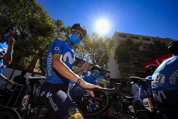 El corredor español Alejandro Valverde (Movistar Team) en el Tour de Francia de 2020
