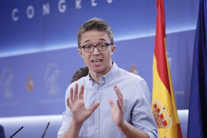 El líder de Más País, Íñigo Errejón, en a rueda de prensa