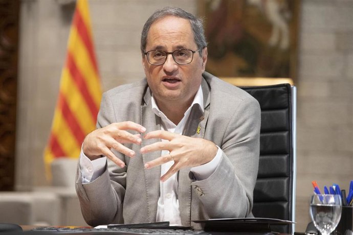 El presidente de la Generalitat, Quim Torra, durante la reunión telemática de la Conferencia de Presidentes autonómicos.