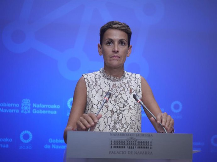 Comparecencia de la presidenta Gobierno de Navarra , Maria Chivite , tras la Conferencia de Presidentes este viernes, 4 de septiembre de 2020.