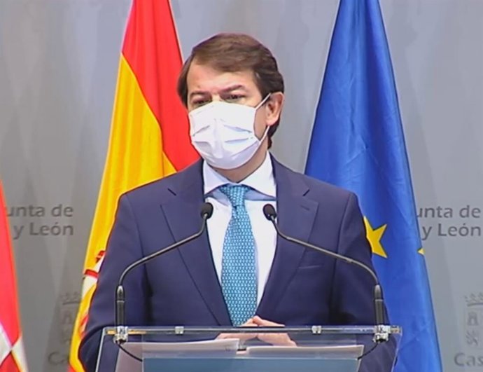 Mañueco, durante su intervención ante los medios.