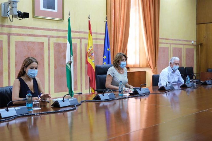 Imagen de la secretaria general del PSOE de Andalucía, Susana Díaz, en el encuentro que ha mantenido este viernes con la Asociación de Inspectores de Andalucía.