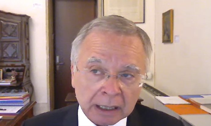 El rector de la UB Joan Elias, en rueda de prensa telemática