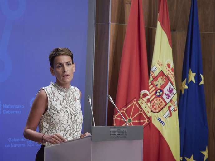 Comparecencia de la presidenta del Gobierno de Navarra , Maria Chivite, al término de la Conferencia de Presidentes, este viernes, 4 de septiembre de 2020.