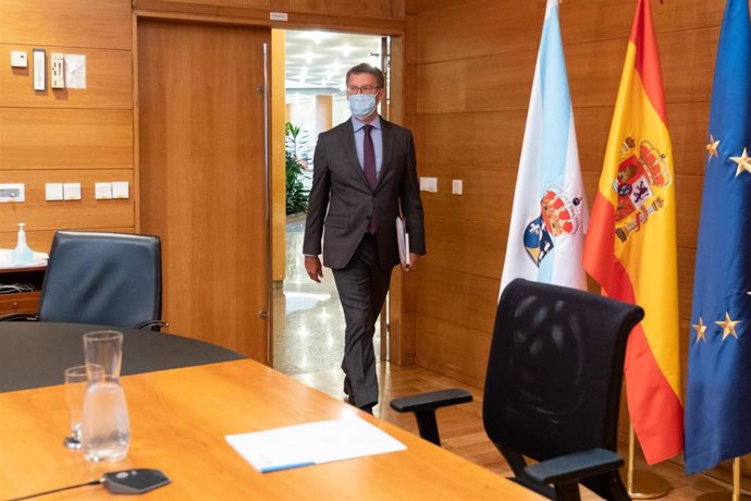 El presidente de la Xunta, Alberto Núñez Feijóo, en su entrada a la conferencia de presidentes del 4 de septiembre del 2020.