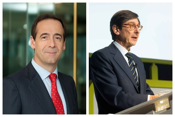 Gonzalo Gortázar, consejero delegado de CaixaBank (izq), y José Ignacio Goirigolzarri, presidente de Banki (der)