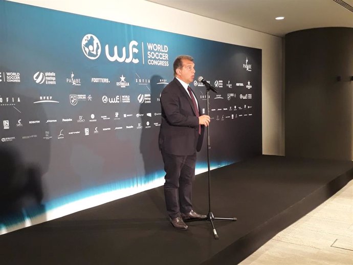 El expresidente del FC Barcelona Joan Laporta en el 'World Soccer Congress' de 2019