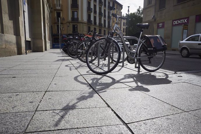 Bicicletas aparcadas en Pamplona