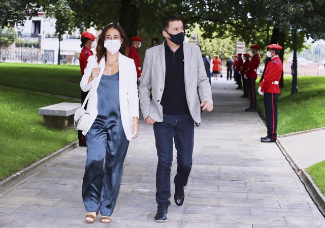 El coordinador general de EH Bildu, Arnaldo Otegi, llega a la toma de posesión de Iñigo Urkullu como Lehendakari, en Guernica (Vizcaya/Euskadi/España) a 5 de septiembre de 2020.
