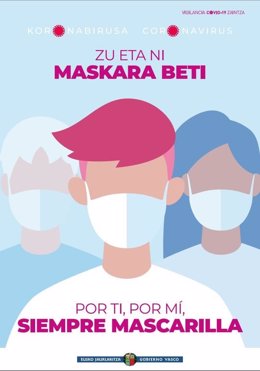 Cartel de Osakidetza recomendando el uso de mascarilla