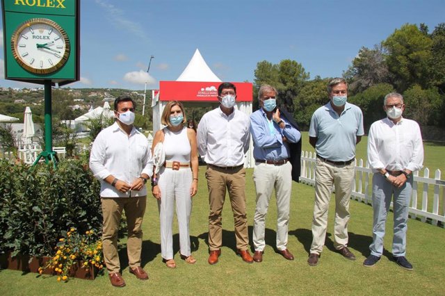 El vicepresidente y consejero de Turismo, Regeneración, Justicia y Administración Local, Juan Marín, este domingo en la última jornada del Estrella Damm N.A. Andalucía Masters