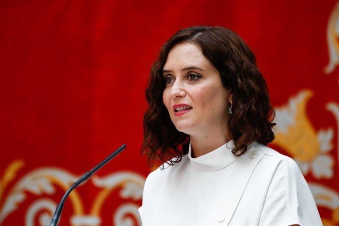 Foto recurso de la presidenta de la Comunidad de Madrid, Isabel Díaz Ayuso, durante la presentación de la estrategia del Gobierno regional para la vuelta a las aulas.