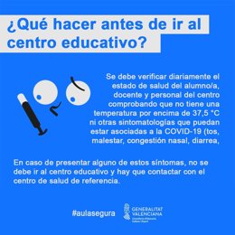 Imagen de la guía para gestionar posibles casos de Covid en los centros educativos