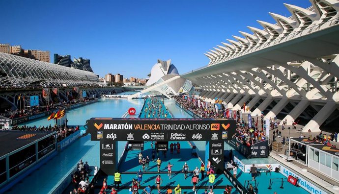 Meta de la maratón Valencia