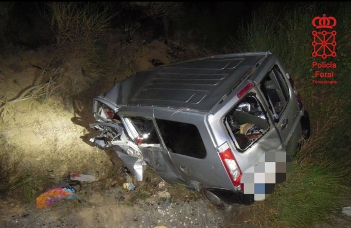 Vehículo en el que viajaba el fallecido en un accidente de tráfico en Legarda
