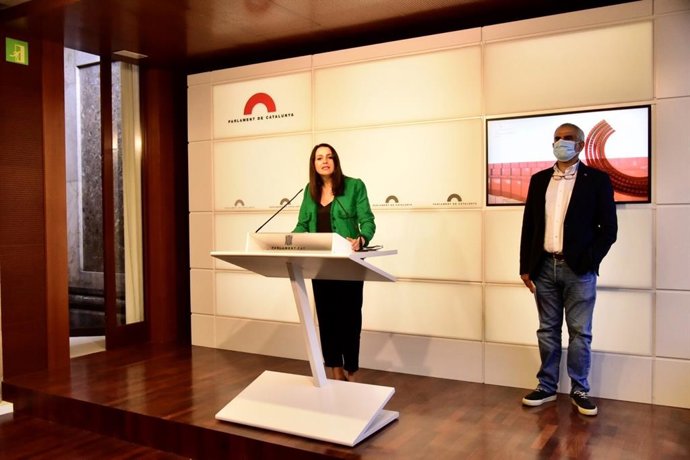 La líder de Cs,  Inés Arrimadas, en una roda de premsa al Parlament. Barcelona, Catalunya (Espanya), 7 de setembre del 2020.