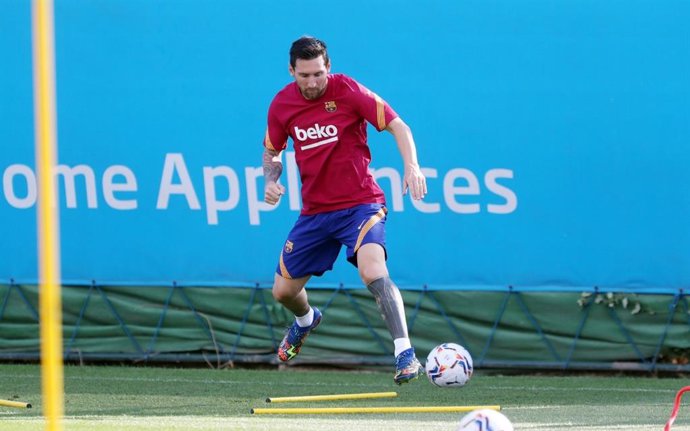El jugador del FC Barcelona Leo Messi en el entrenamiento del 7 de septiembre de 2020, en su regreso a la rutina