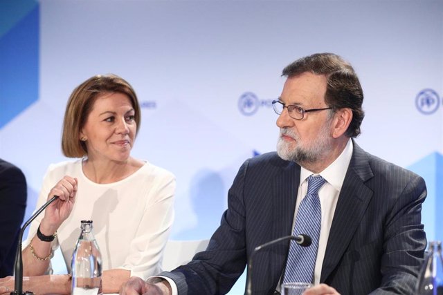 María Dolores de Cospedal y Mariano Rajoy durante una Junta Directiva Nacionanal del PP
