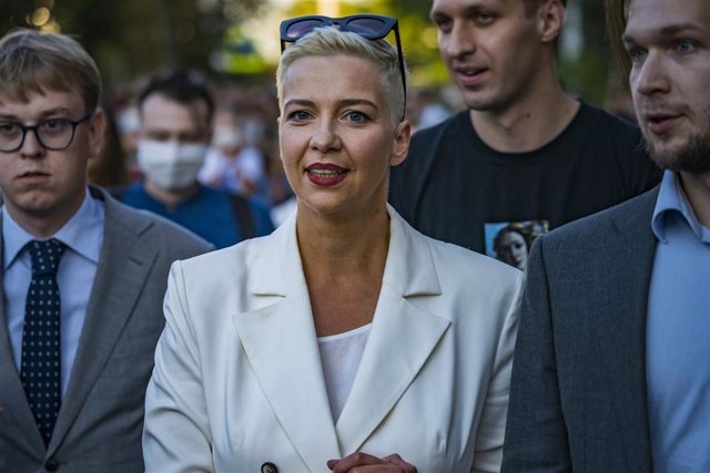 Maria Kolesnikova, dirigente opositora bielorrusa, en una manifestación en Minsk