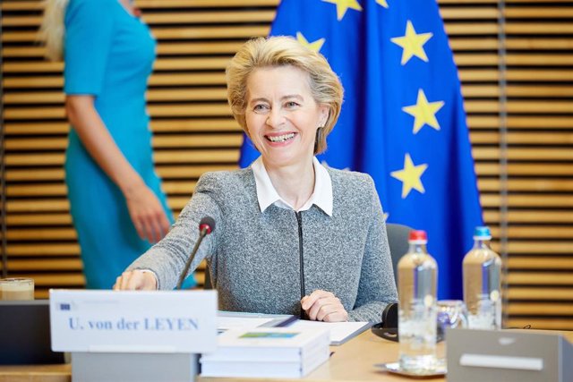 HANDOUT - 02 September 2020, Belgium, Brussels: European Commission President Ursula von der Leyen chairs a seminar of the College of Commissioners. Photo: Claudio Centonze/European Commission/dpa - ATTENTION: editorial use only and only if the credit men