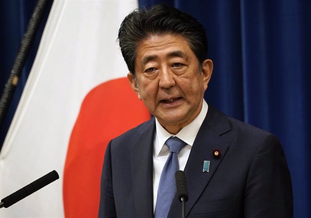 28 August 2020, Japan, Tokyo: Japanese Prime Minister Shinzo Abe speaks during a press conference at the Prime Minister Official Residence. Citing his health, Abe says he will step down as premier after seven years and eight months in office. Photo: -/ZUM