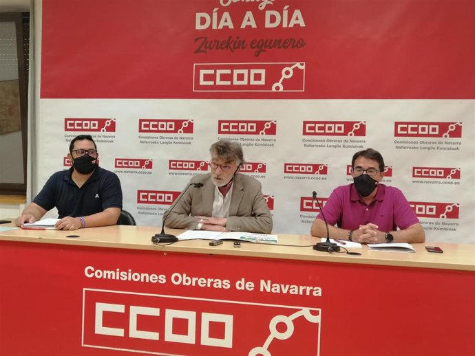 Josema Romeo, Chechu Rodríguez y Jesús Ceras, de CCOO de Navarra