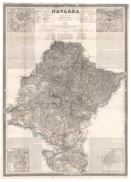 Mapa de Navarra creado por Pascual Madoz y Francisco Coello.