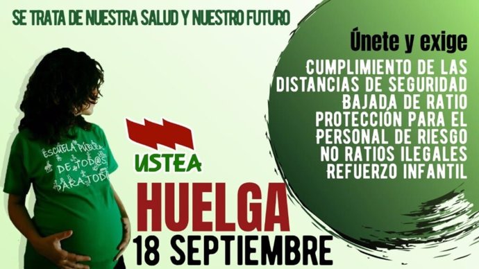 Ustea y CCOO convocan huelga en la educación andaluza el 18 de septiembre