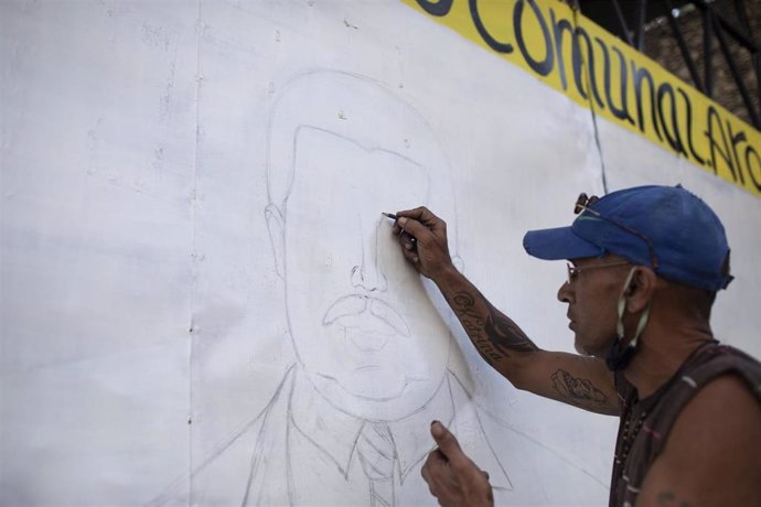 Mural de Nicolás Maduro en Caracas