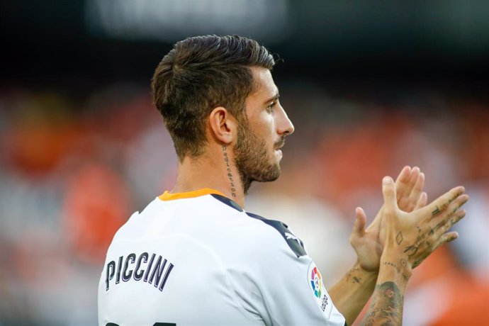 Cristiano Piccini of Valencia during the friendly football match played between Valencia CF and Inter de Milan at Mestalla Stadium in Valencia, Spain, on August  10, 2019.
