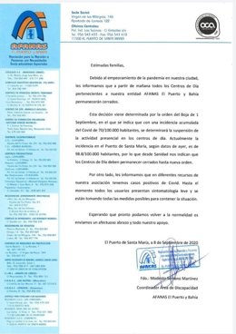Comunicado publicado en las redes