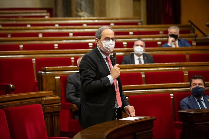 El presidente de la Generalitat, Quim Torra, durante la sesión de control en el pleno del Parlament del 9 de septiembre.