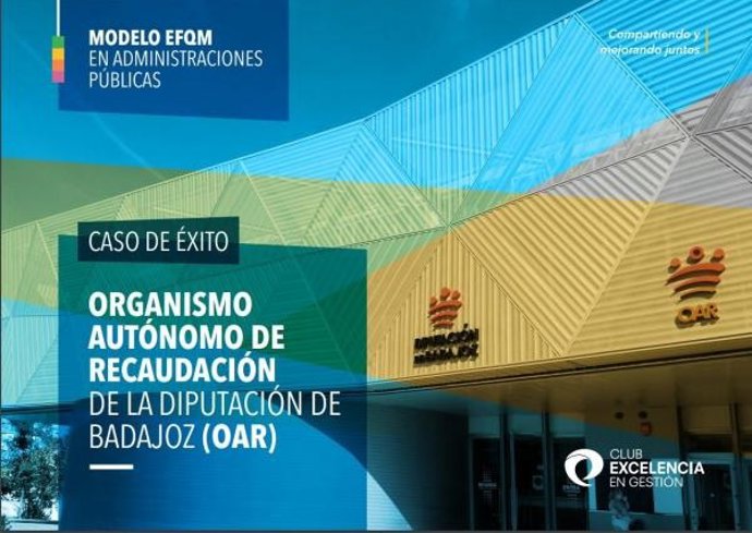 Cartel de la inclusión del OAR de la Diputación de Badajoz como caso de éxito en el listado del Club de Excelencia en Gestión