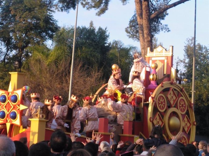 Carroza del Rey Melchor en una Cabalgata de Reyes Magos.