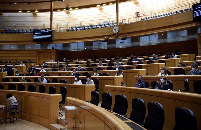 Hemiciclo del Senado durante un pleno en Madrid (España), a 9 de septiembre. Esta sesión es la continuación de la del día anterior, en la que se produjo la comparecencia del presidente del Gobierno.