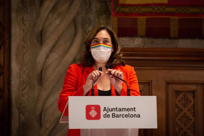 L'alcaldessa de Barcelona, Ada Colau, una roda de premsa després de la seva reunió a l'Ajuntament de Barcelona, Catalunya (Espanya), a 7 de setembre de 2020.