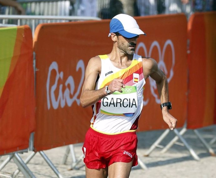 Jesús Ángel García Bragado durante la prueba de marcha de los 50 kms de los Juegos de Río de Janeiro