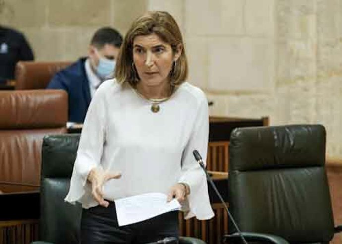 La consejera de Empleo, Rocío Blanco, en una imagen de archivo de su intervención en el Pleno del Parlamento.