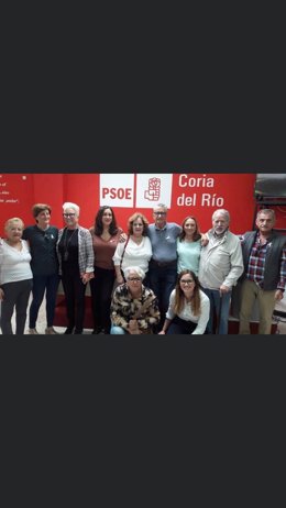 La dirección del PSOE de Coria en una imagen de archivo