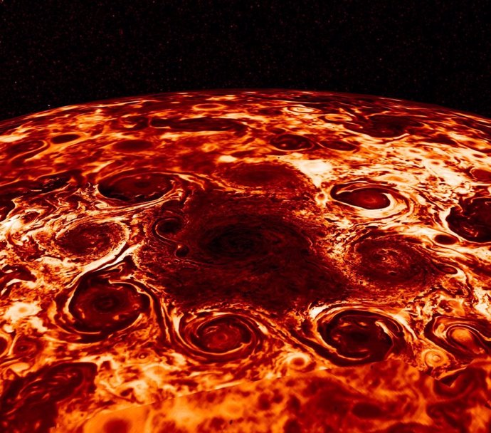 Explicación a los enjambres de ciclones en los polos de Júpiter