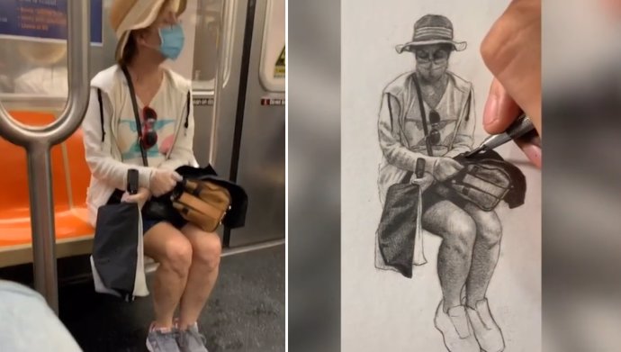 Conoce a Devon Rodríguez, el artista que se ha hecho famoso por pintar retratos de viajeros del metro de Nueva York