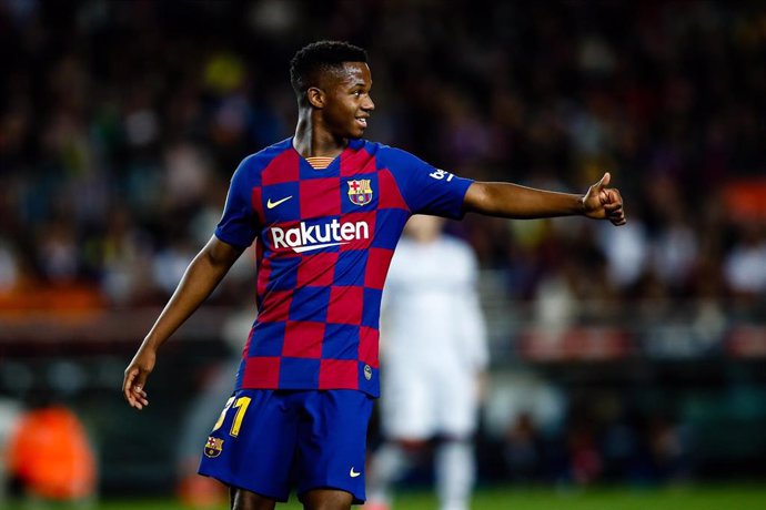 El jugador internacional del FC Barcelona Ansu Fati en el partido contra el Levante en el Camp Nou