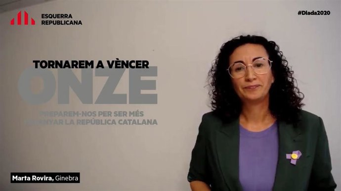 La secretaria general de ERC, Marta Rovira, en un acto telemático por la Diada.