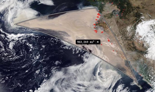 Esa estimación se ha calculado utilizando la herramienta de medición dentro de la aplicación NASA Worldview.