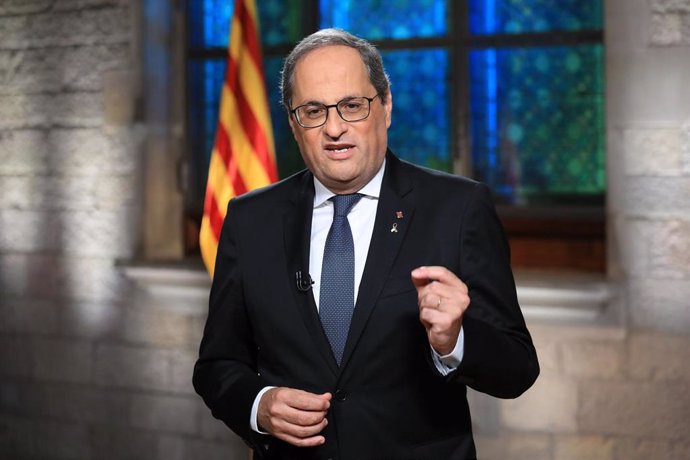 El presidente de la Generalitat, Quim Torra, en el mensaje institucional con motivo de la Diada