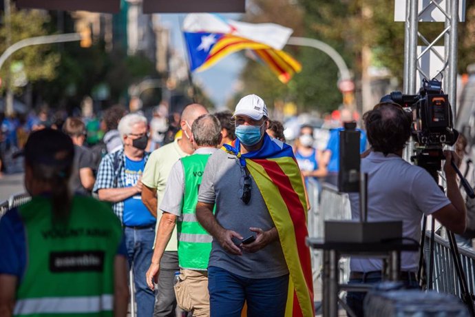 Movilización independentista en Barcelona durante la Diada del 11 de septiembre de 2020