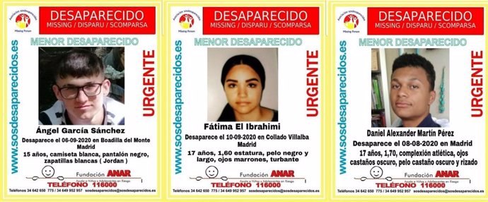 Buscan desde hace días a tres menores desaparecidos en distintos puntos de la Comunidad de Madrid