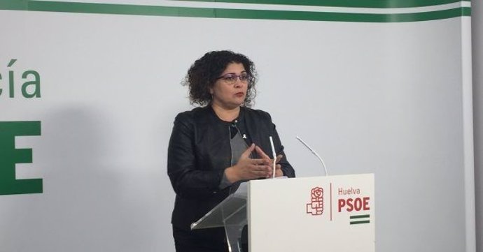 Eva Salazar, secretaria de Igualdad del PSOE, en una rueda de prensa